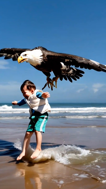 A giant eagle picked up the child! This is how the sailor saved his life! 🦅⚠️ #youtubeshorts