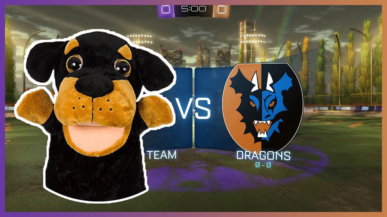 Rocket League game, kids puppet show with Mr Fluffles - Mr Fluffles Team vs Dragons