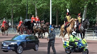 Princess Anne Leaves In An Open - Top Royal Carriage Under Police Escort And Armed Police Protection.