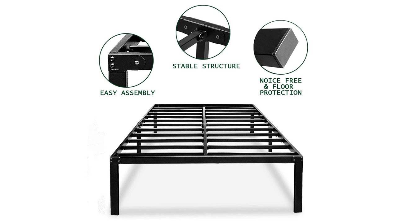 Queen Bed Frame Metal No Box Spring Needed 14 Inch Platform Heavy Duty