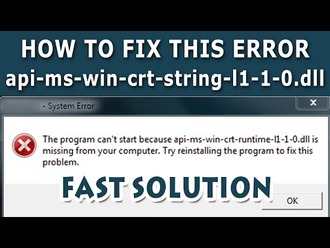 How To Fix api-ms-win-crt-string-l1-1-0.dll Error | Universal C Runtime