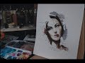 watercolor portrait and fountain pen writing