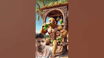 The monkey and his baby build a tree house on a tree and drink sugarcane juice 😭#ai #monkey #home