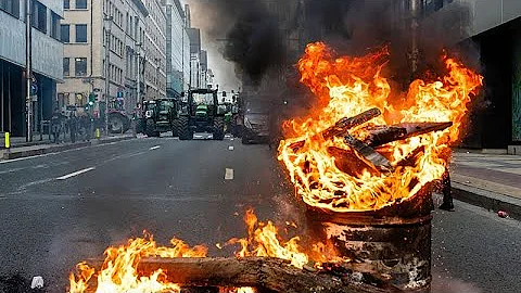 Farmers block roads in Brussels to protest EU-Mercosur free-trade deal