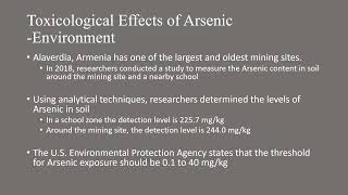 Topic 8: Arsenic: Existence, Reactivity, Measurement, and Current Application