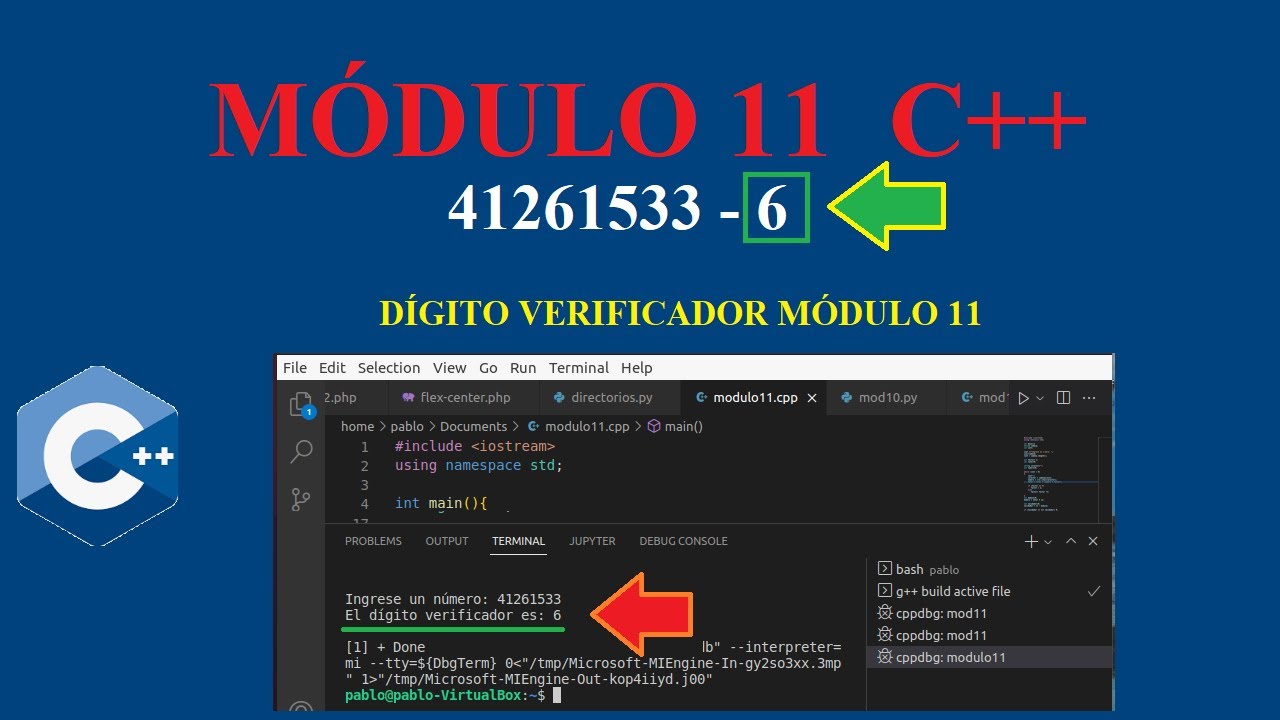 Módulo 11 en C++, Dígito Verificar módulo 11. - YouTube