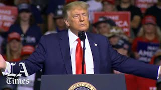 At his rally in tulsa, okla., president trump used racist language and
claimed he wanted to slow testing for covid-19.