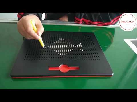 Дитяча магнітна дошка для малювання стилусом Художній планшет мозаїка з кульками магнітами Пиши стирай, видео 1