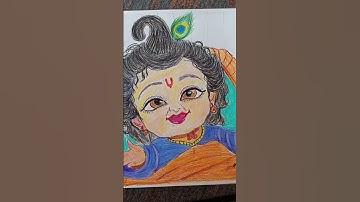 colour pencil drawing of little Krishna 😍🤗#krishna #drawing #colourpencildrawing #shortvideo#shorts