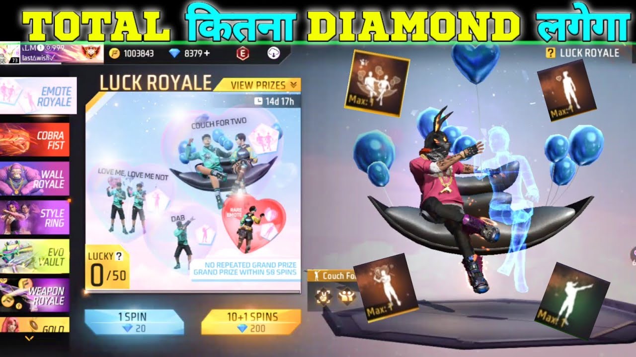 New Emote Luck Royal Event || Valentine Emote Royal One Spin || Free ...
