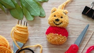 ทำตุ๊กตาปอมปอม-หมีพู : How to Make Winnie the Pooh PomPom
