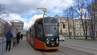 новый трёхсекционный трамвай КТМ 71-639 «Кастор» № 850 маршрут 18