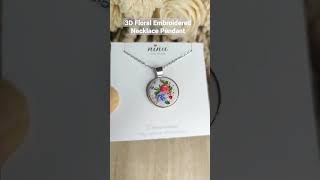 3D Flower Embroidery Necklace Pendant Miniature Embroidery Jewelry Handmade Necklace