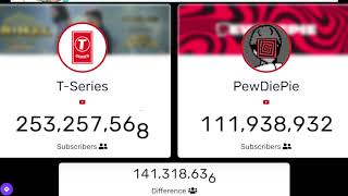 t series ??vs?? pewdiepie Subscribe count on youtube video ? live top100 subcount livestream