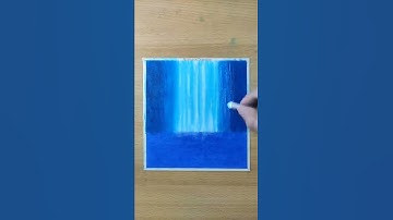 Drawing with oil pastel - waterfall scenery drawing #shorts