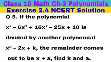 Class 10 Ch 2 Ex 2.4 Q 5 | Polynomials | Math | NCERT Solution | CBSE |