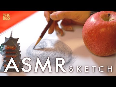 [ASMR/音フェチ]鉛筆でスケッチ2/Drawing a picture of an apple/お絵描き/リンゴ/No talking