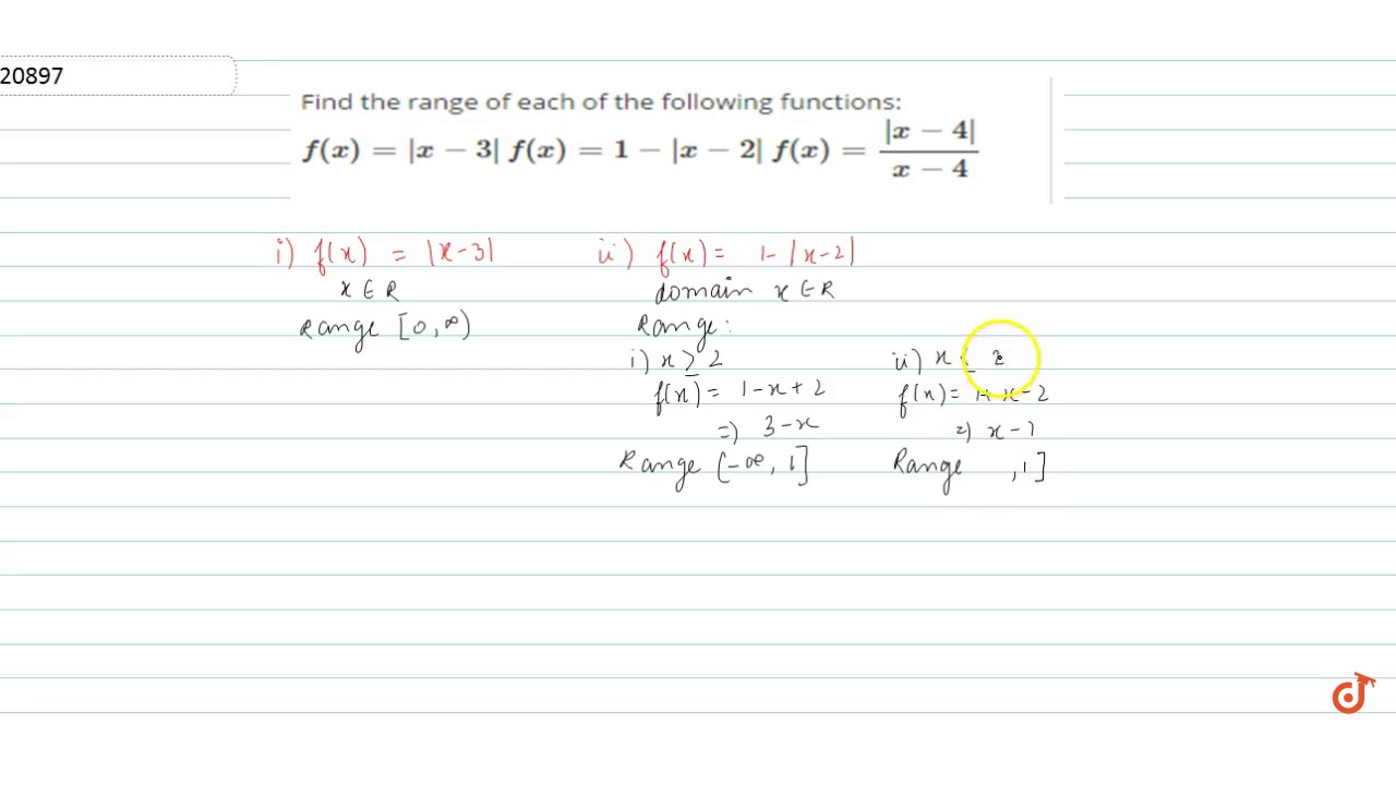 Find The Range Of Each Of The Following Functions F X X 3 F X 1 X 2 F X X 4 Youtube