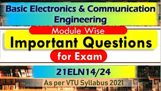 Important Questions for Exam | Basic Electronics and communication VTU