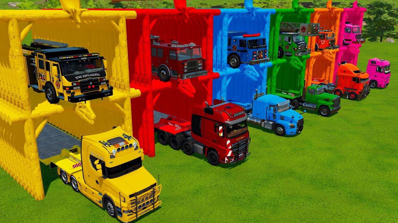 TRANSPORTING FIRE TRUCKS, AMBULANCE Farming Simulator 22