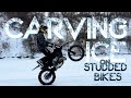 Carving the Ice on Studded Bikes!