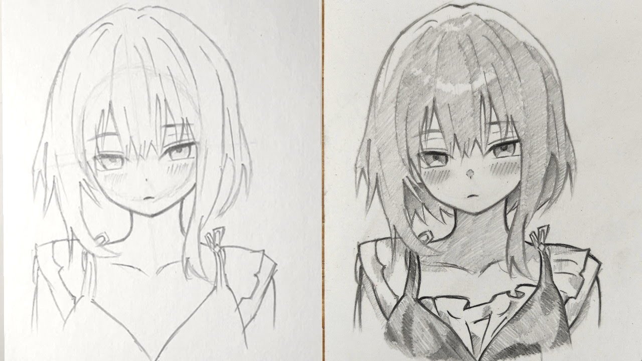 how to draw anime girl short hair | easy drawing beautifull girl | drawing tutorial