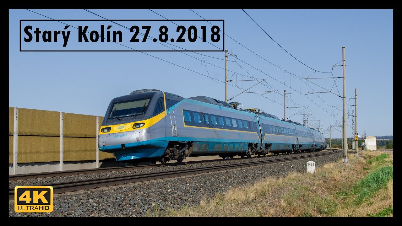 Vlaky Starý Kolín 27.8.2018 4K