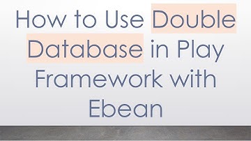 How to Use Double Database in Play Framework with Ebean