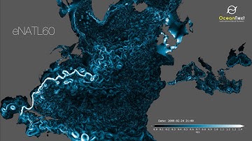 Hourly surface current speed in eNATL60 simulation with tidal motion