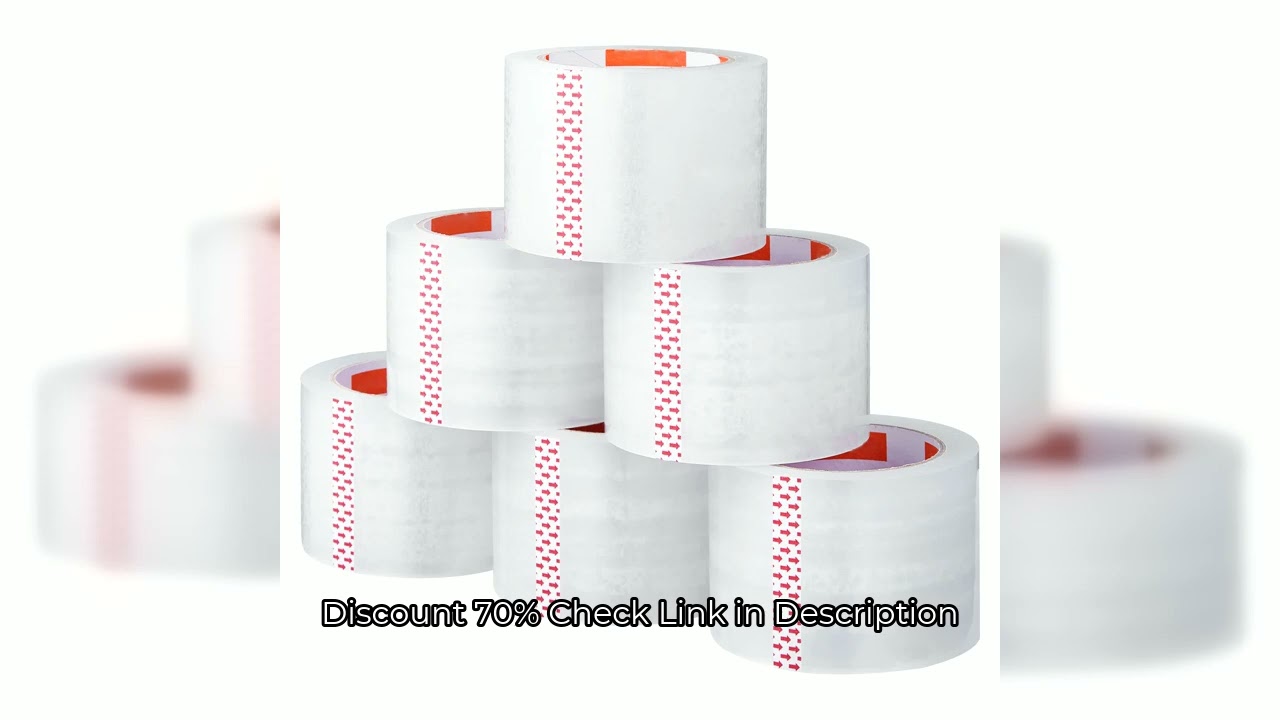 SucceBuy 6/24 Rolls 7.6CM 70M High Viscosity Clear Adhesive Tape Transparent Packaging Tape for Offi