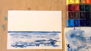 Acuarela - Practiquemos el Mar con Olas Espuma Brillos | Watercolor Acuarelas