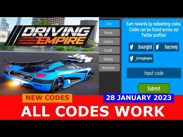 Roblox Driving Empire codes (December 2023) – How to get free cash, skins &  more - Dexerto