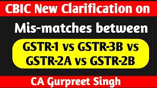 CBIC New Clarification on Mismatches between GSTR1 & GSTR3B, GSTR2A & GSTR2B