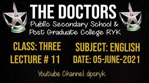 Class Three English Lecture # 11 [05-June-2021] dpsryk