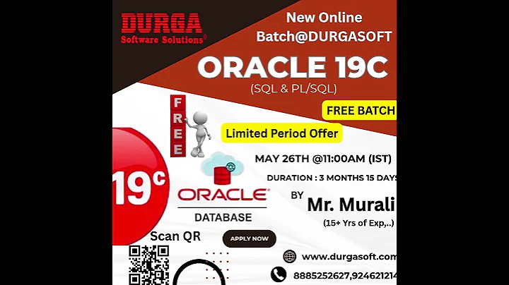 🚀 FREE Oracle 19C (SQL & PL/SQL) Online Batch @ DURGASOFT
