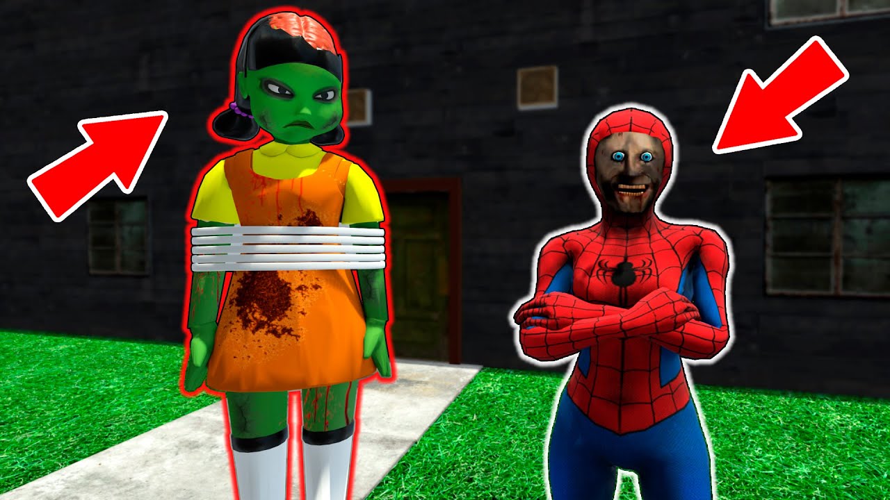 granny เกม  2022  เกม Granny Spiderman vs Zombie Squid (오징어 게임) - แอนิเมชั่นฮีโร่ (หน้า 1)