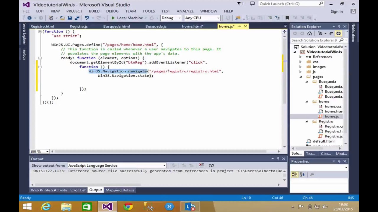 Windows Apps con WinJs y JScript parte1 - YouTube