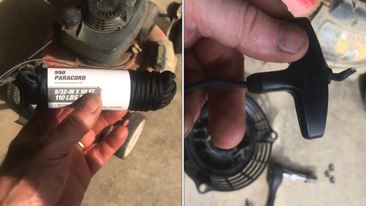 fixing lawnmower pull cord with CHEAP PARACORD - YouTube