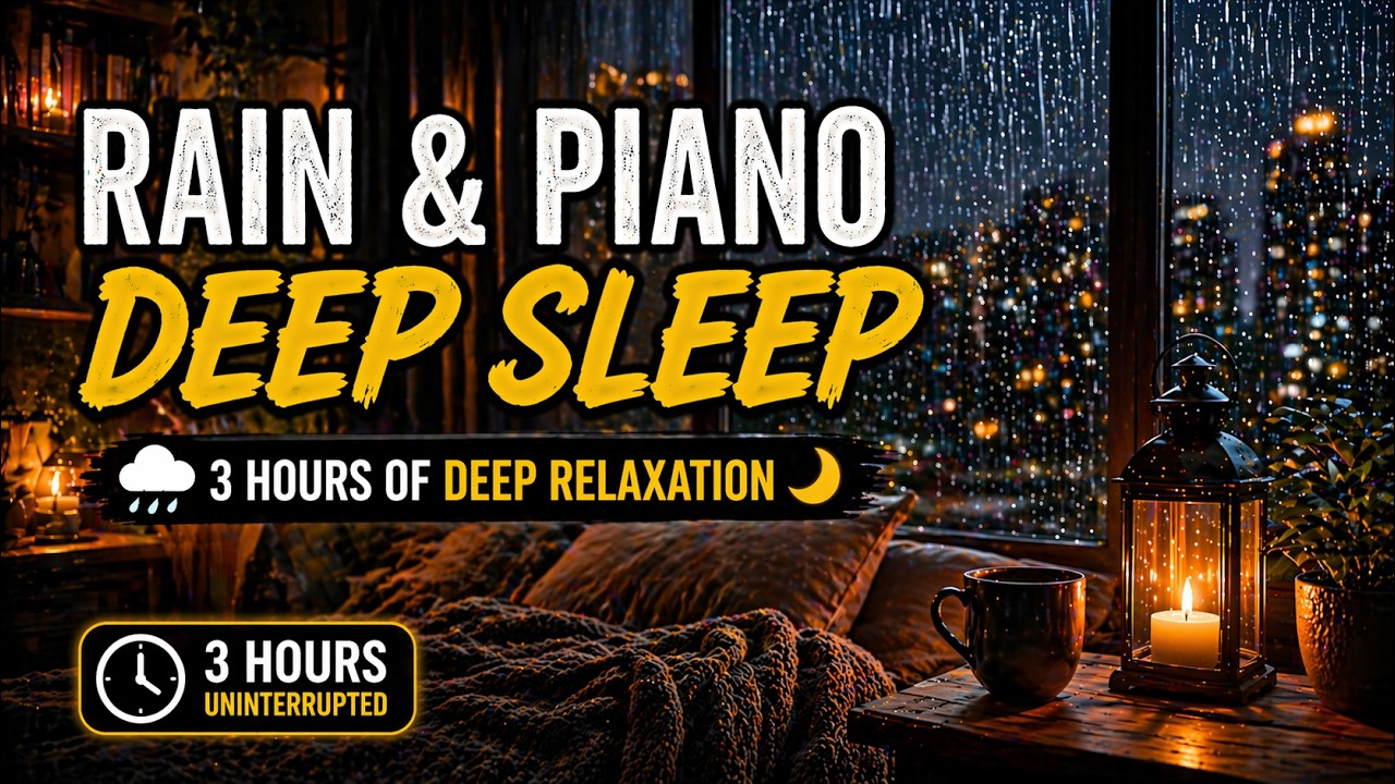Rain & Piano 🌧️ Deep Sleep Music for Insomnia (3 Hours Uninterrupted ...