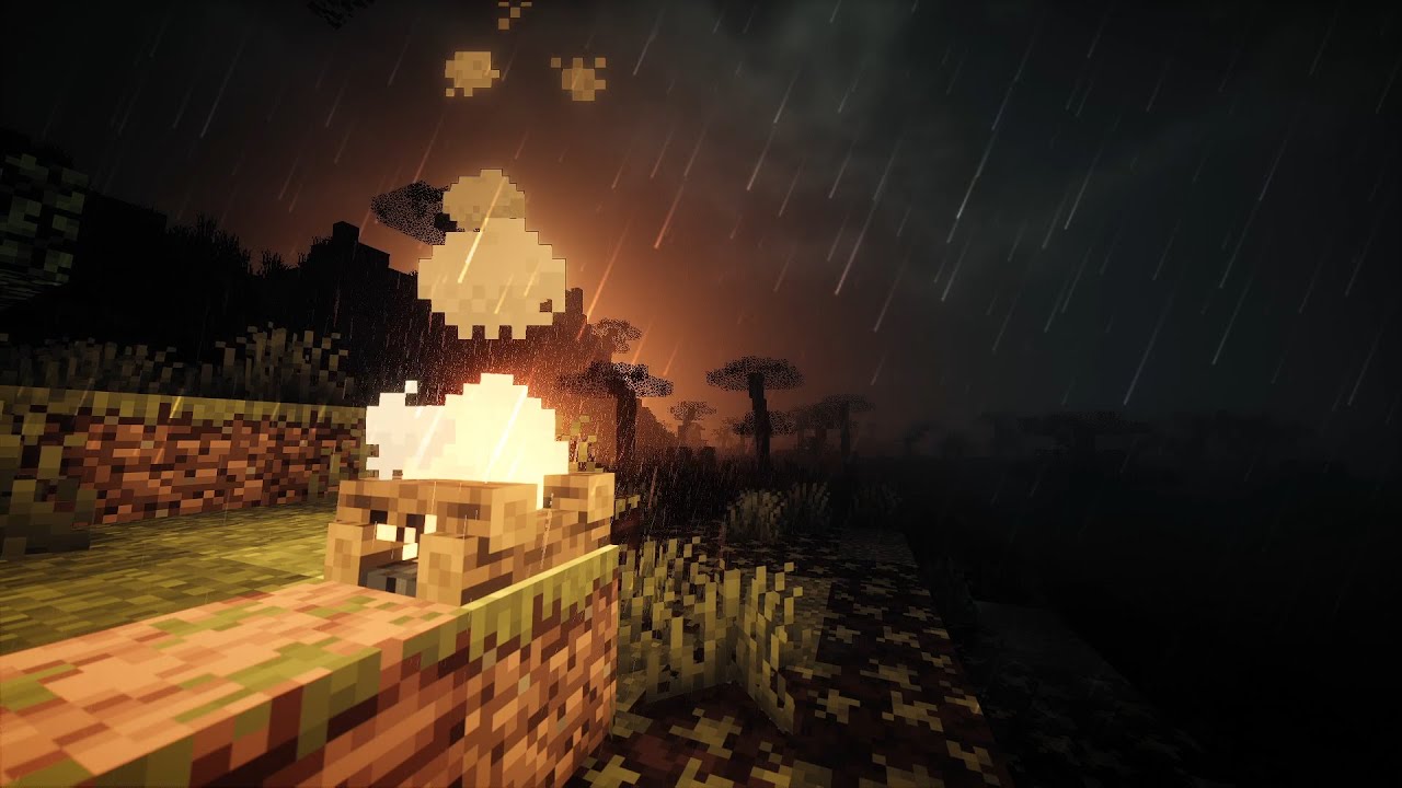 Звуки Дождя в лесу в Minecraft с громом | Сон, релакс, медитация