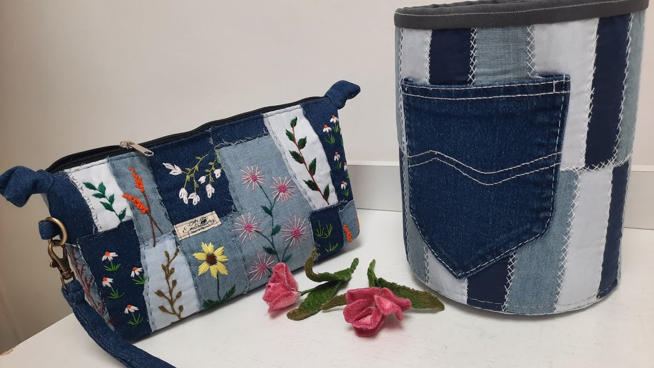 2 креативных способа шитья из старых джинсов | Вышитый лоскутный шитьё | Апсайклинг ♻️