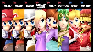 Mario and Mario and Mario and Rosalina & Luma and Daisy and Palutena VS Peach and Min Min Ultimate