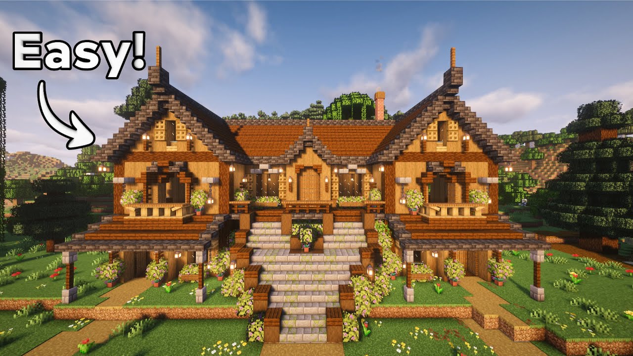 Minecraft: How To Build a Large Spruce Mansion | Survival Base Tutorial
