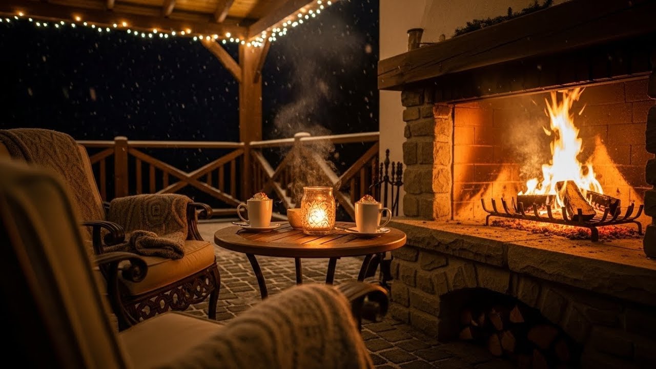 Cozy Winter Fireplace ASMR❄️Burning Fire & Crackling Sounds | Warm Relaxing Ambience Winter Night