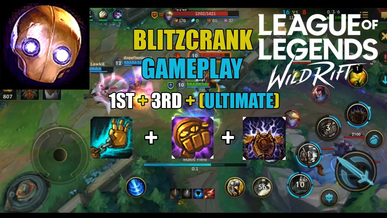 League of Legends Wild Rift  - Blitzcrank Skill Guide ( Support Tank) Gameplay
