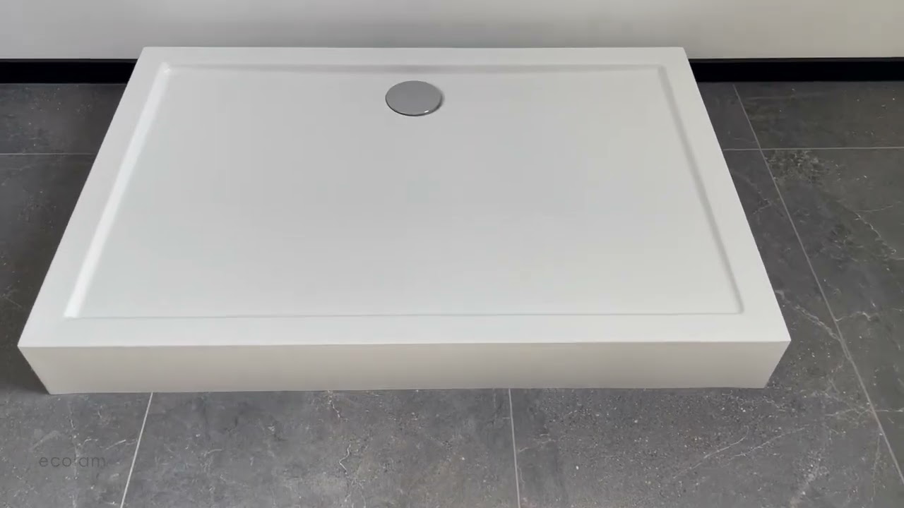 IMPTS Duschwanne 90x100 Cm Flach – Aus Sanitäracryl, Nur 4 Cm Bauhöhe, Inkl. Ablaufgarnitur, Rutschfest