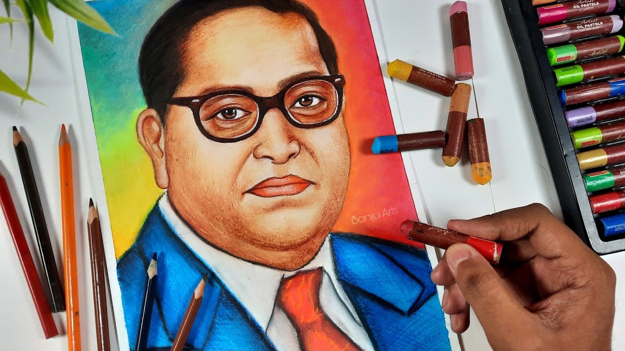 Dr BR Ambedkar drawing with oil pastel, Oil pastel drawing ...