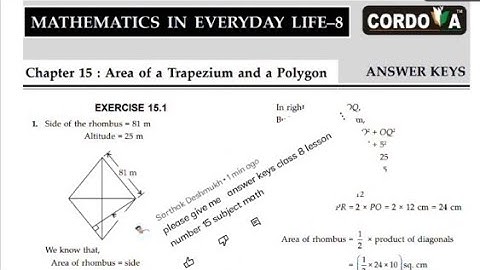 class:-8 chapter 15: Area of a Trapezium and a Polygon Cordova answer keys