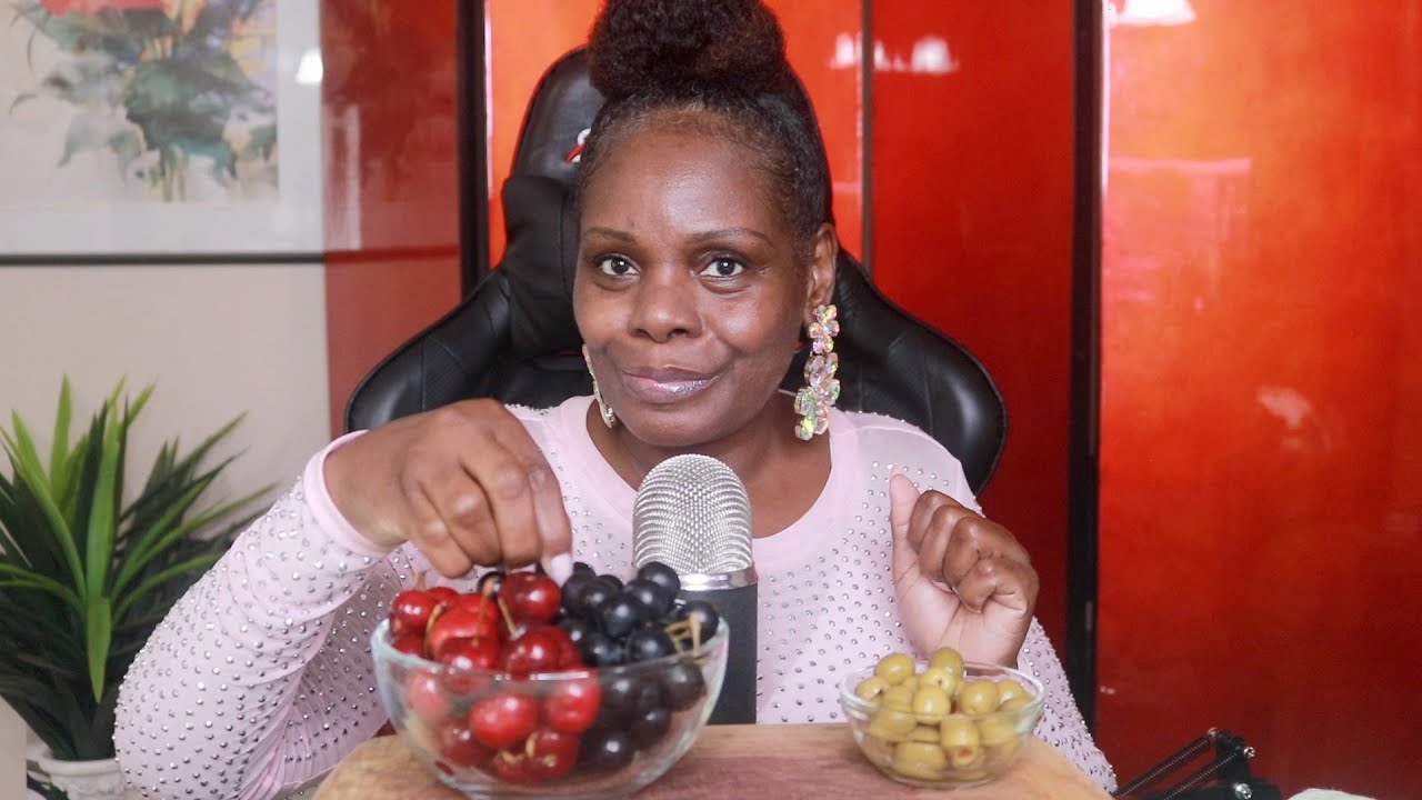 Black Grapes Cherries Olives ASMR Eating Sounds
