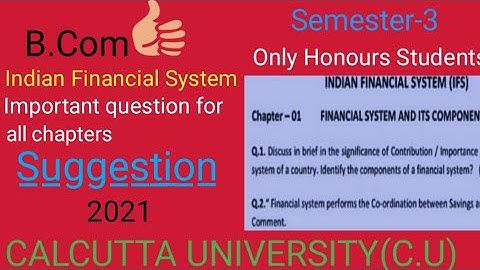 Calcutta University b.com semester-3 Indian financial System important question suggestion 2021 hons